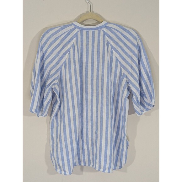 Everlane The Linen Puff Sleeve Shirt Blue White Stripe Button Down Oversized XS - Picture 9 of 9